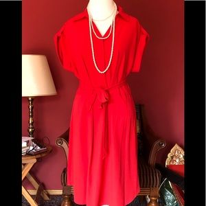 Lane Bryant Belted Red Shirt Dress